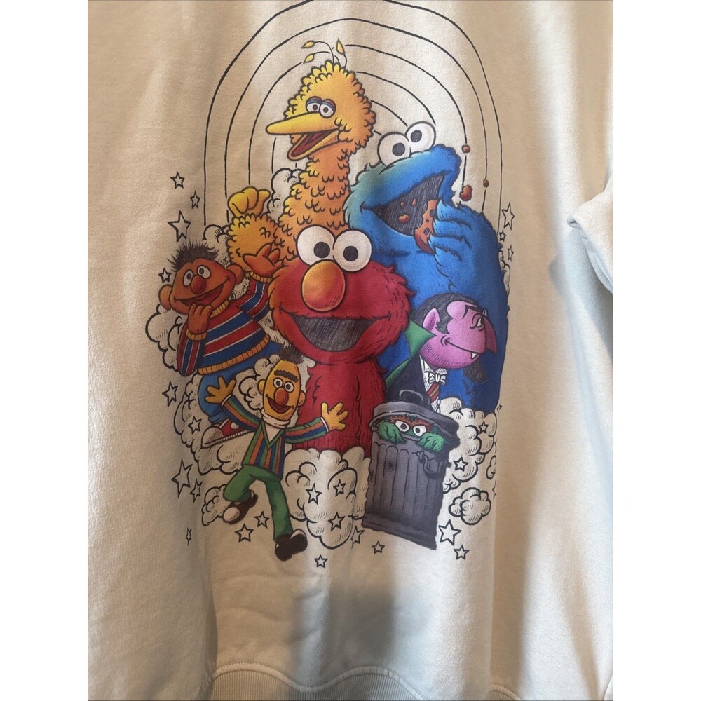 H&M Sesame Street Sweatshirt Medium Pullover Bert Ernie Elmo Big Bird Cookie
